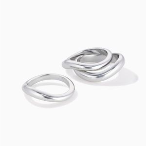 Stella & Dot Margo Sculpted Ring Set - Silver (size 9)